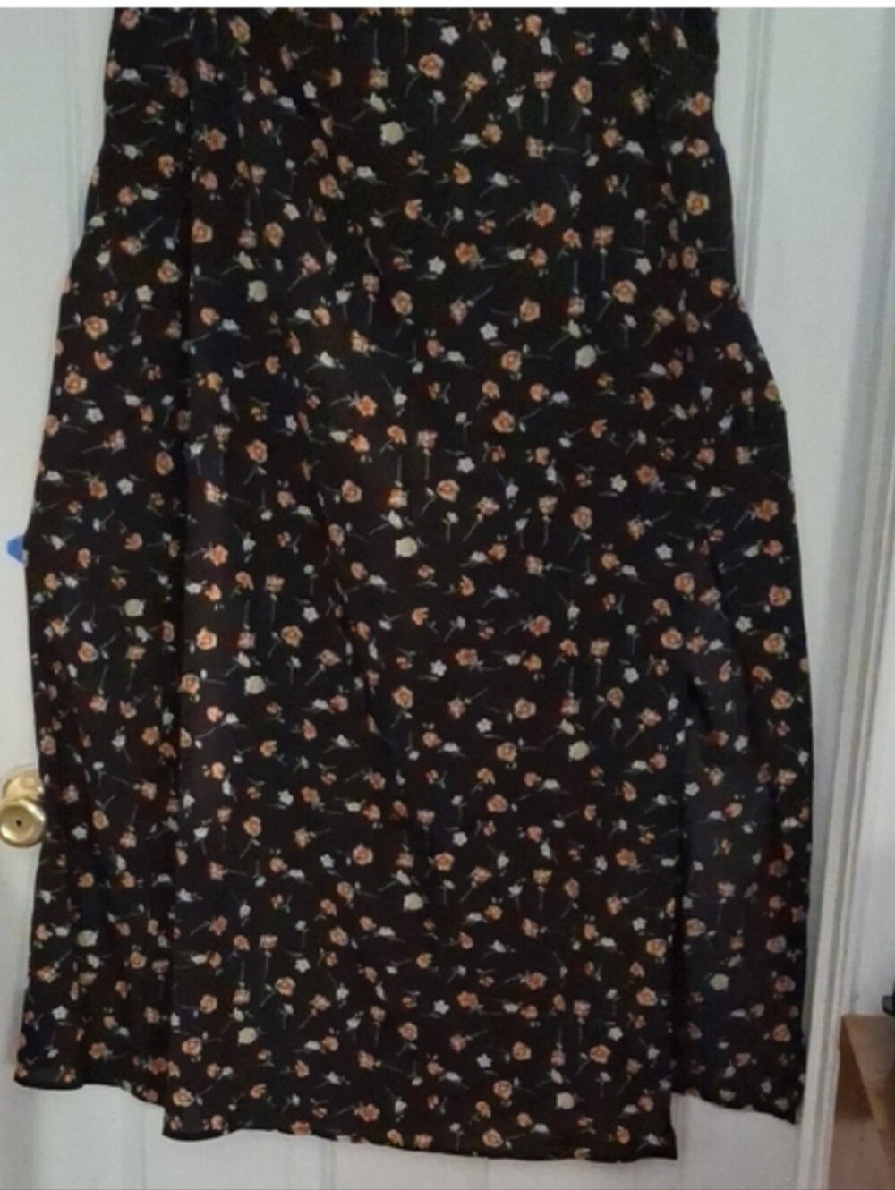 SHEIN Black Maxi Skirt with Floral Design